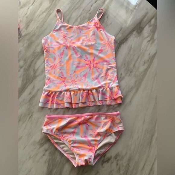 OshKosh B’gosh Tankini Summer Pink / Orange Adorable Swirl Print- Girls Size 12 - Picture 2 of 12